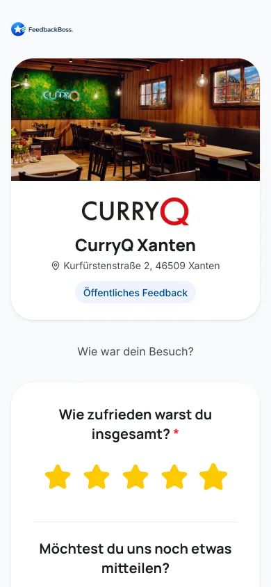 Feedback-Formular auf dem Smartphone